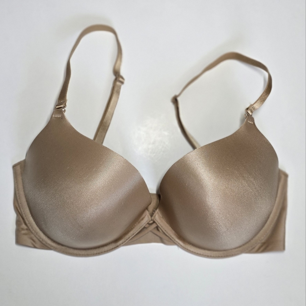 Ambrielle Light Brown Plunge Push-Up  Underwire Full Coverage Bra/34DD